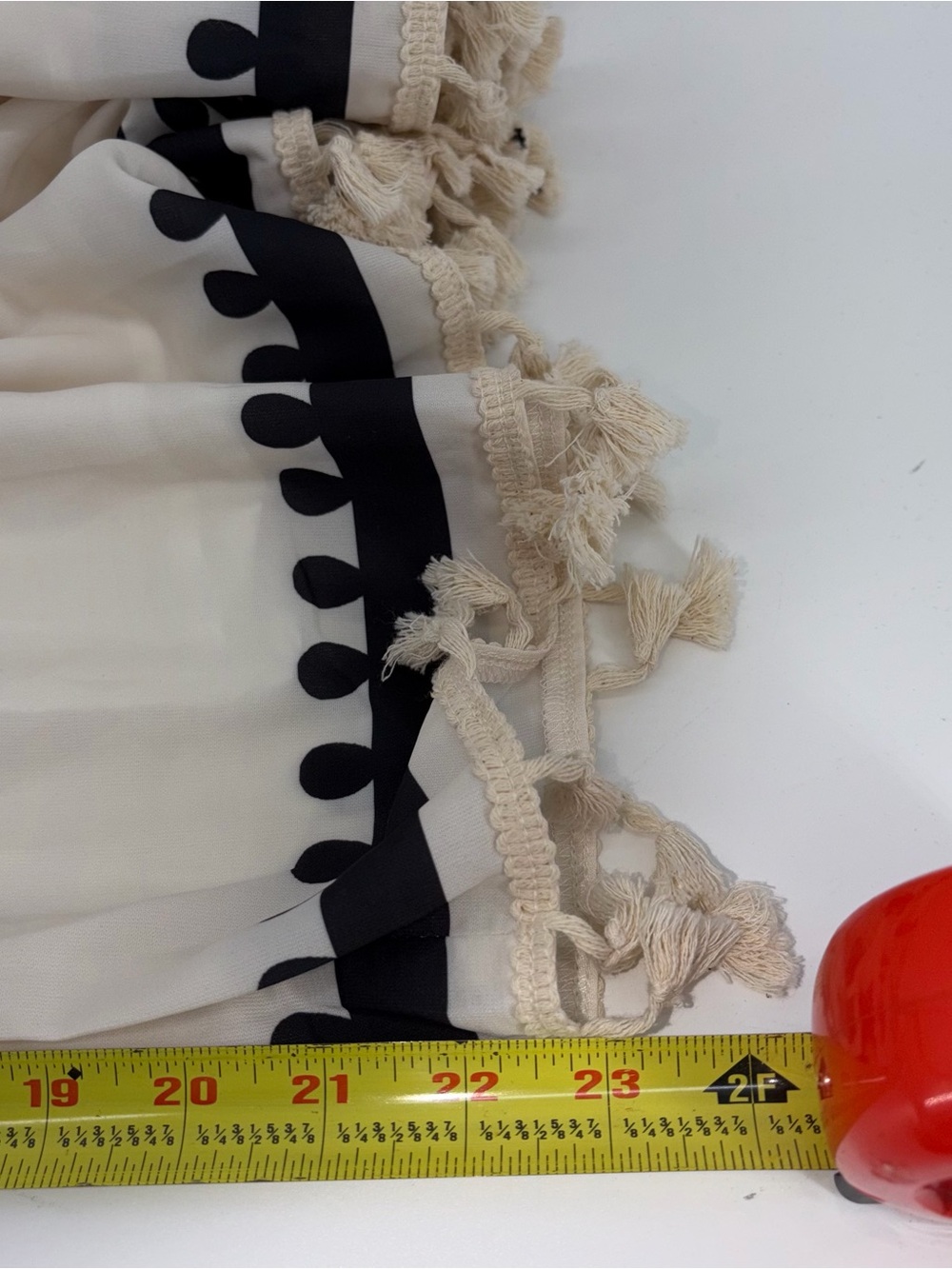 Southwestern Mini Dress Ivory Black BabyDoll, Tassels, Boho, Women's Size Large - Picture 9 of 9